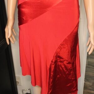 Elegant Red Satin Women's Skirt